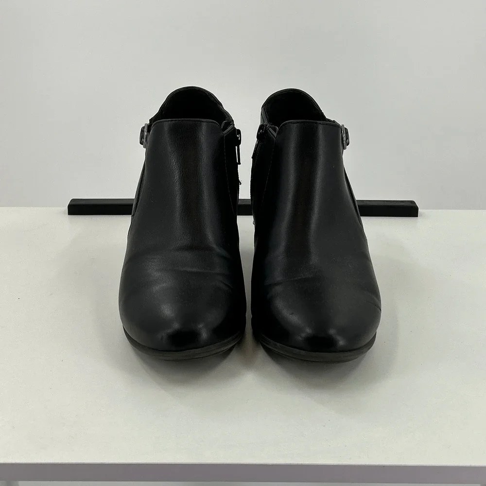 Croft & Barrow Black Ankle Boots Womens Size 9 Block Heel Side Zip Comfort Boots